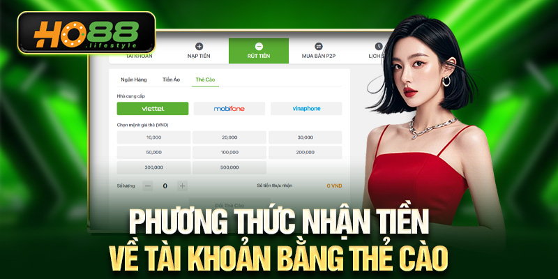 Phương thức nhận tiền về tài khoản bằng thẻ cào